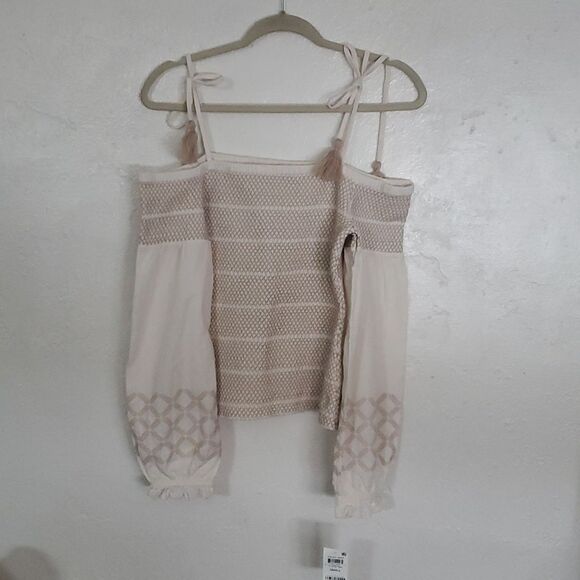 INC Vacay Shop Off The Shoulder Top with Balloon Sleeves & Embroidery Size S - Picture 4 of 13